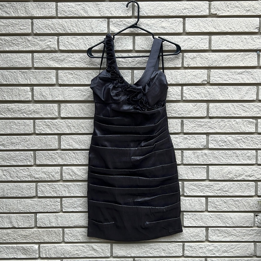 MAX and Cleo Metallic Pleated Floral Detail Dress Sz 8